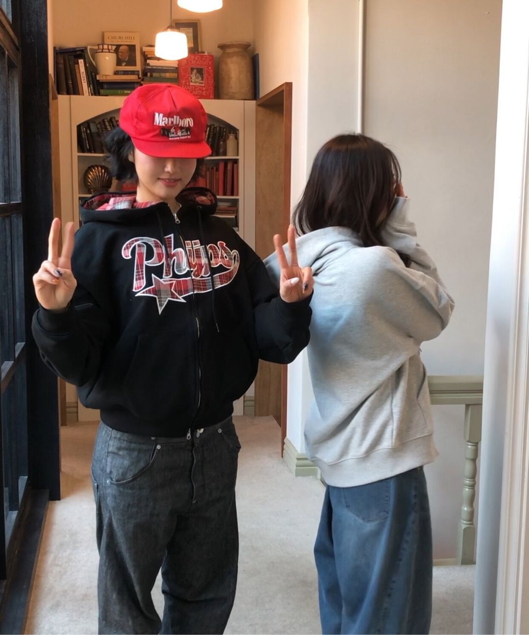 MUSINSA | PHYPS Check Star Tail Elbow Patch Hoodie_Gray