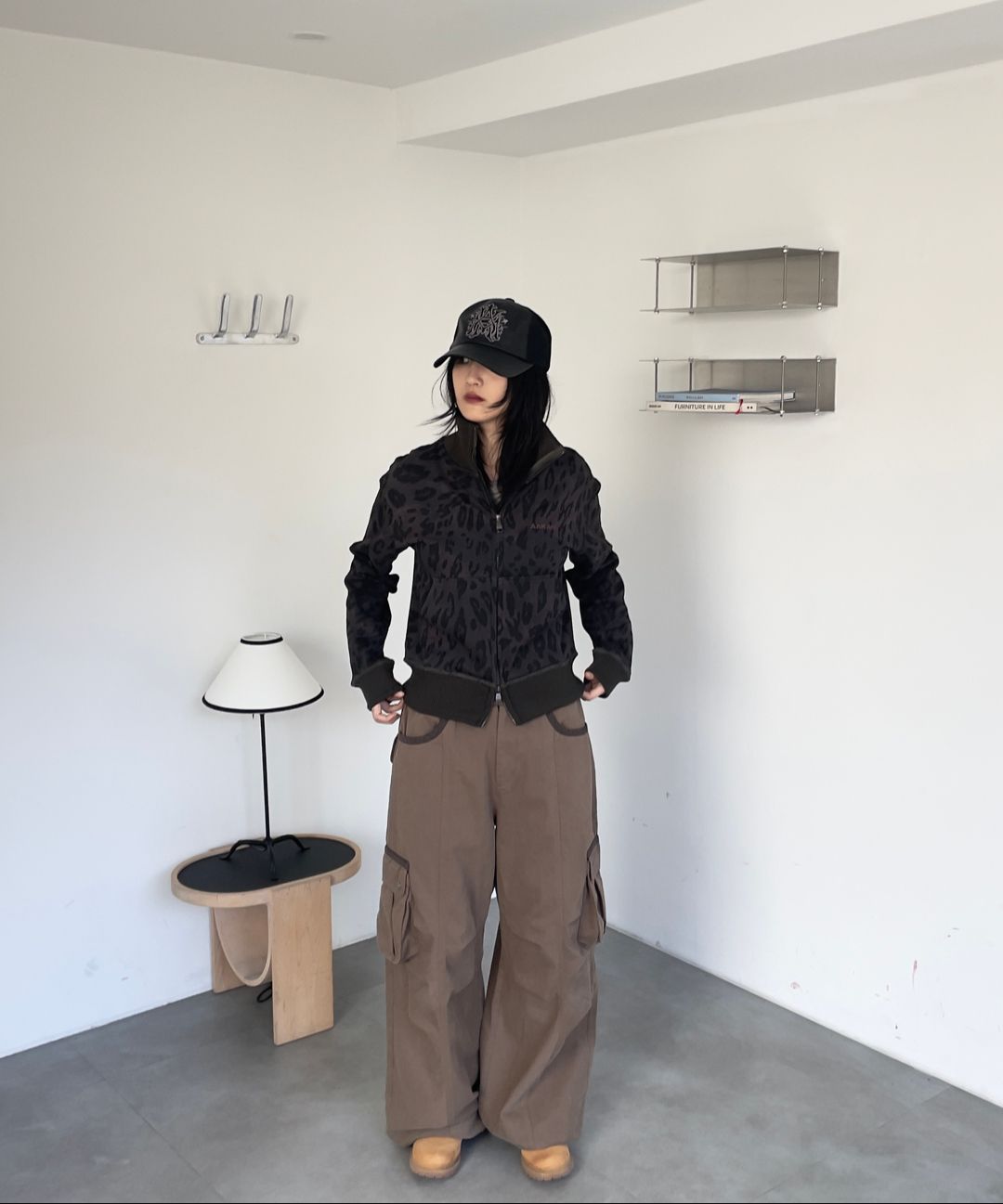 MUSINSA | AAKAM Leopard Logo Track Jacket (Black)