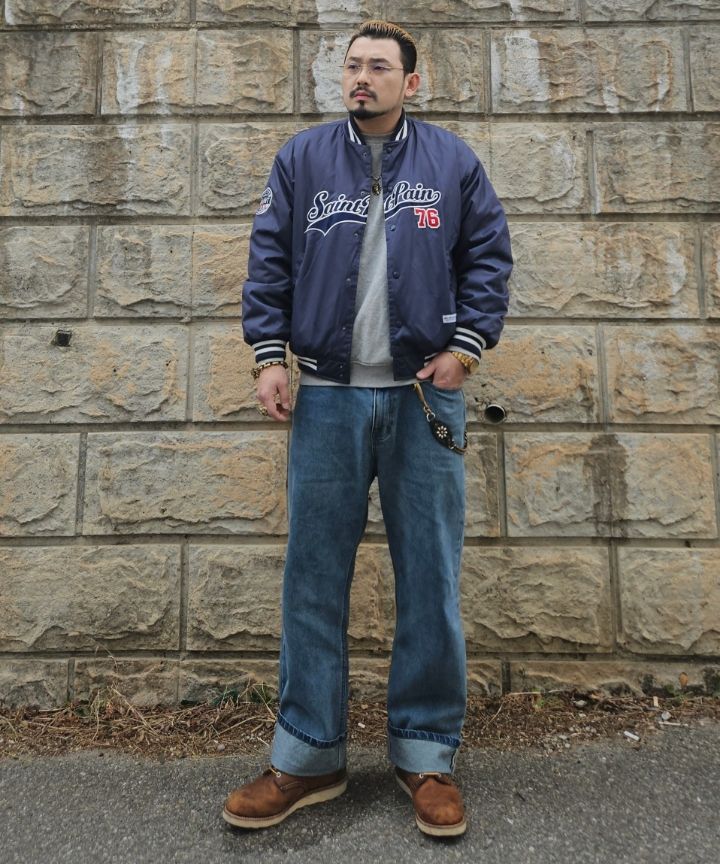 MUSINSA公式 | SAINTPAIN SPチームロゴスタジアムジャケット-ネイビー