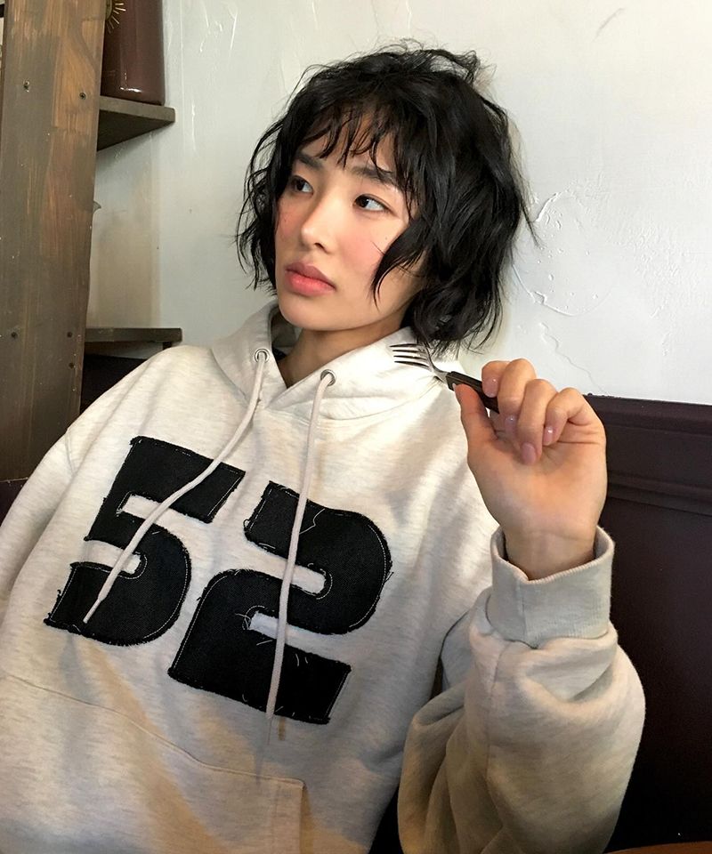 MUSINSA | AMES-WORLDWIDE NUMBERING APPLIQUE HOODIE BLUE