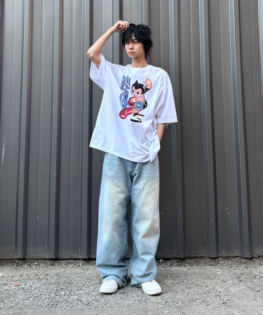 ★MAINBOOTH★Mach 5 Oversized T-shirt(WHITE)★正規品/送料込 MUSINSA | MAINBOOTH [Atom] Mach 5 Oversized T-Shirt (White)