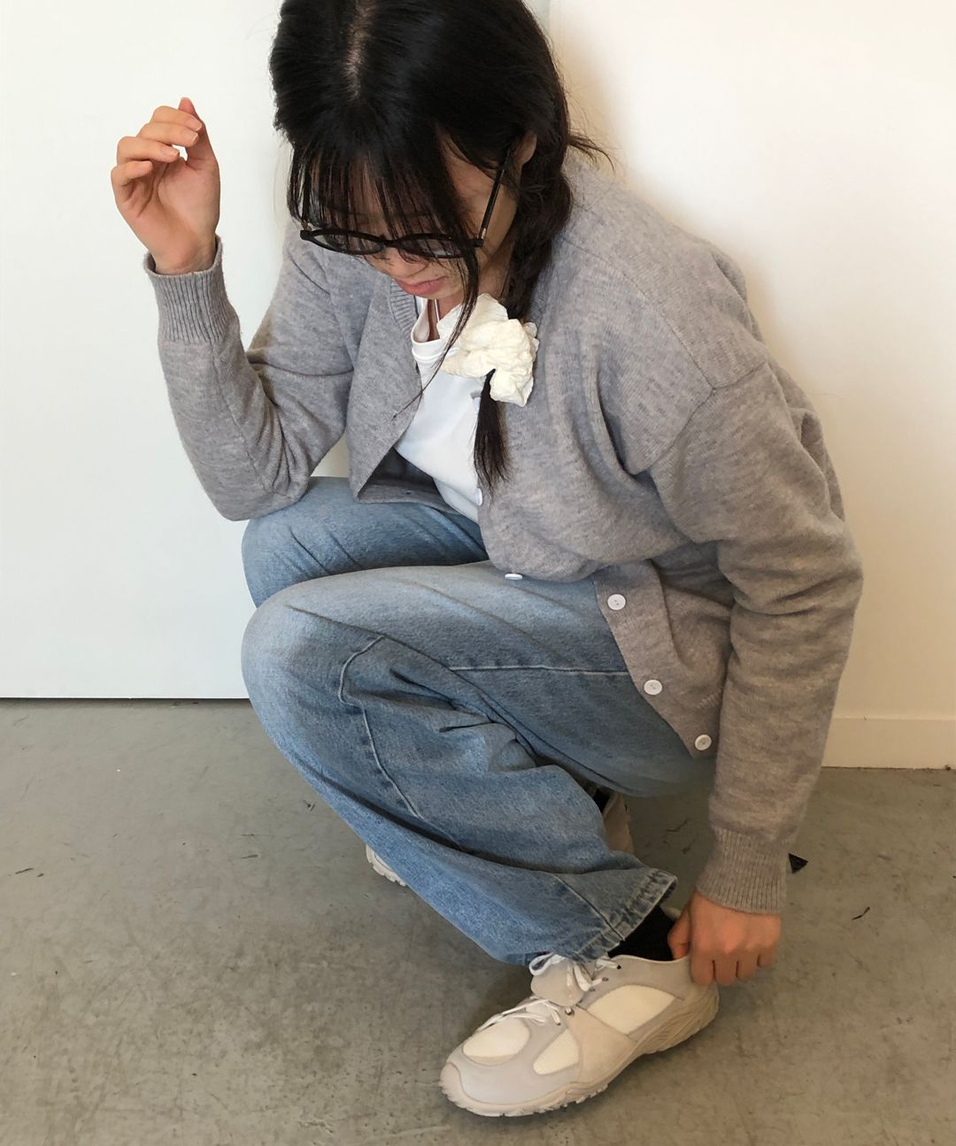 MUSINSA | NEGATIVE THREE Asymmetry Sneakers_Khaki Brown