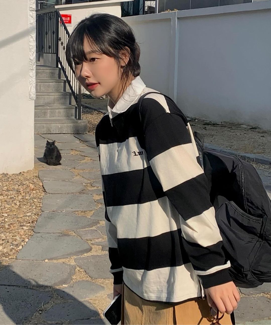 MUSINSA | LMC STRIPE GOTHIC NAME RUGBY SHIRT black