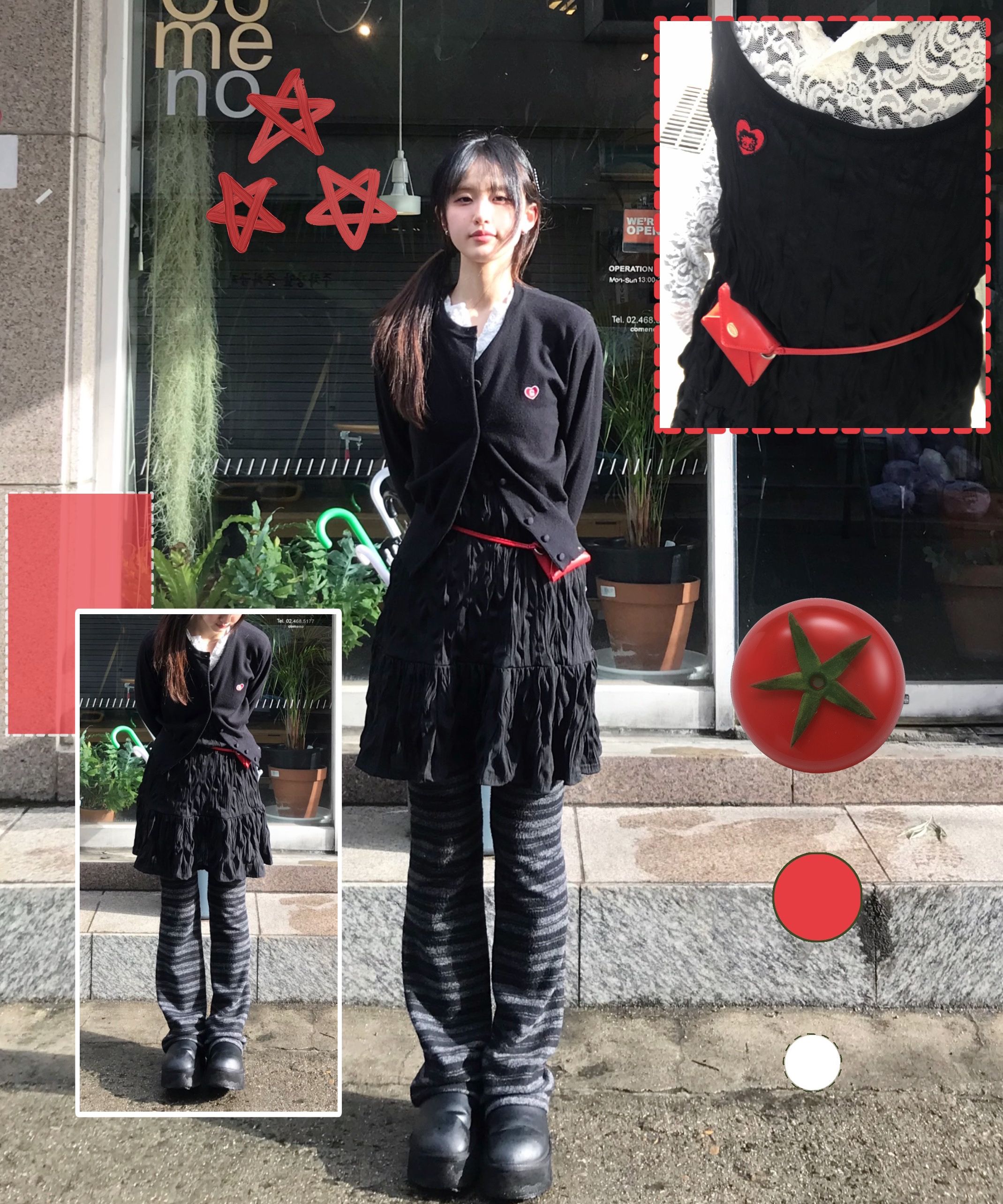 MUSINSA公式 | SETUPEXE LACE BUTTON HOODIE TOP / BLACK