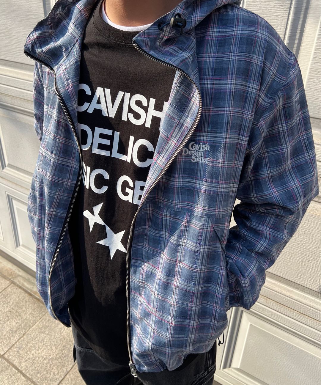 MUSINSA | CAVISH HOODED CHECK WIND BREAKER BLUE(CV2FSUB962A)