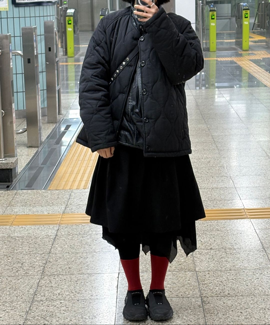 MUSINSA公式 | MISEKI SEOUL Layered skirt pants set BLACK