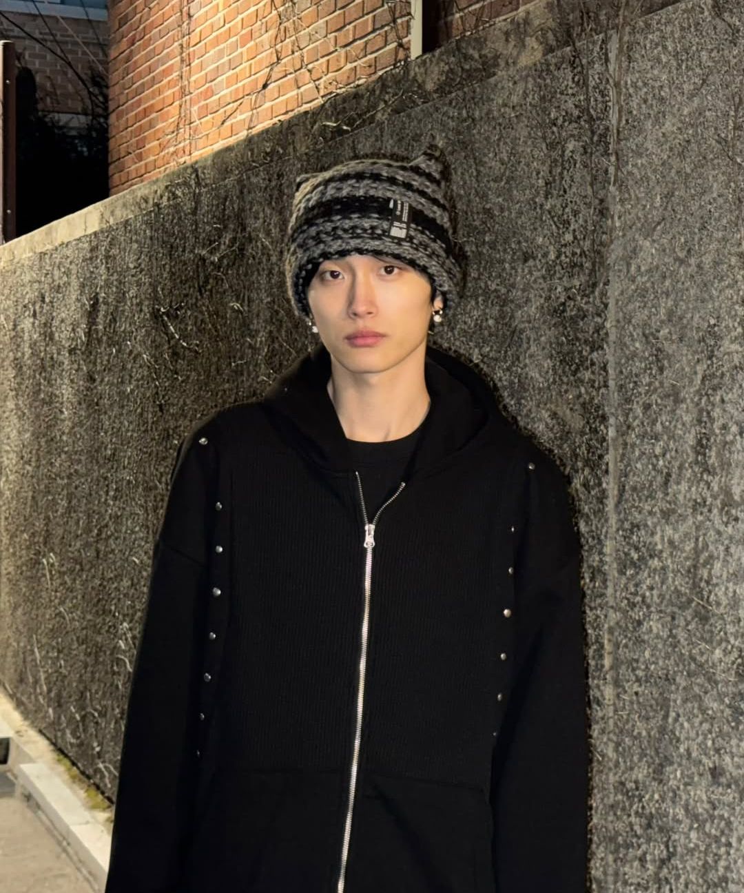 NASTYKICK ■ Waffle Stud Hoodie フーディ MUSINSA | NASTYKICK Waffle Stud Hoodie (Black) K25QA660