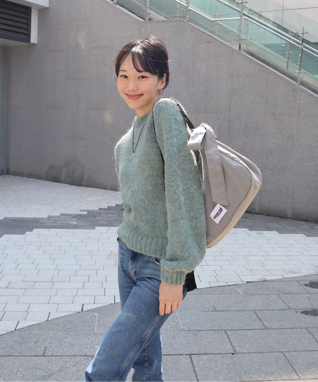 [MACNI] RIBBON CRESCENT CROSS BAG 大人気★ 🥐🥐🥐 RIBBON CRESCENT CROSS BAG Now Available @ macni.kr