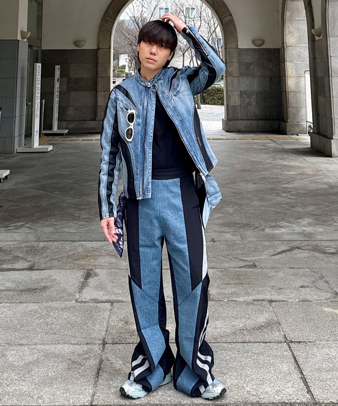 【BADBLOOD】ダンカンデニム レーサージャケット - ブルー/ブ MUSINSA公式 | BADBLOOD Duncan Denim Racer Jacket - Blue/Black