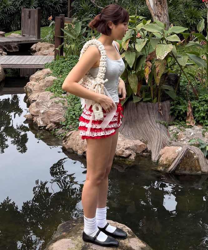 MUSINSA公式 | GLOWNY COCO DOT BLOOMER SHORTS (BLACK)