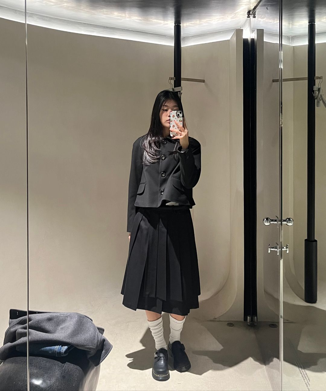 [OHESHIO] ROUND COLLAR SEMI-CROP JACKET ★人気★ OHESHIO] ROUND COLLAR SEMI-CROP JACKET ☆人気☆