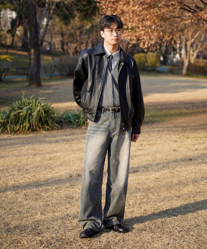 【yRRR34】DOFFJASON MUSINSA レザーボンバー MUSINSA公式 | DOFFJASON ヘロンレザー春用ボンバージャケットフェード