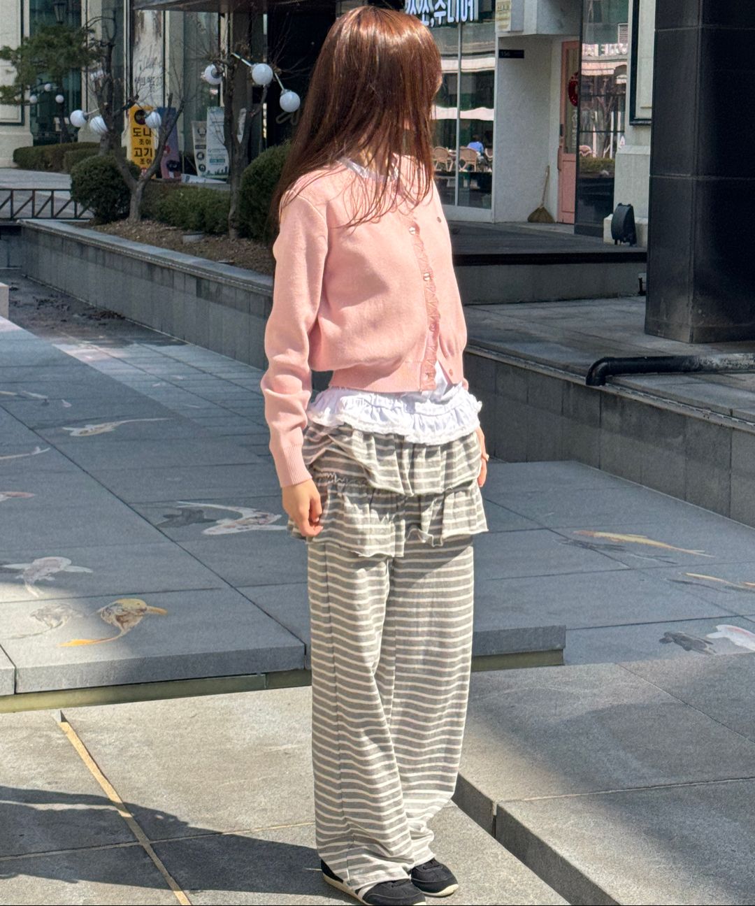MUSINSA公式 | RONRON STRIPE CANCAN RUFFLE LAYERED PANTSKIRT PINK