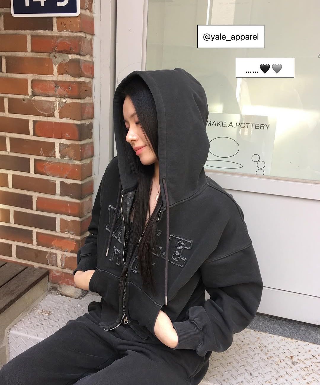 ★YALE ★ PIGMENT APPLIQUE HOOD ZIP-UP MUSINSA | YALE Pigment Applique Hooded Zip-Up_Charcoal