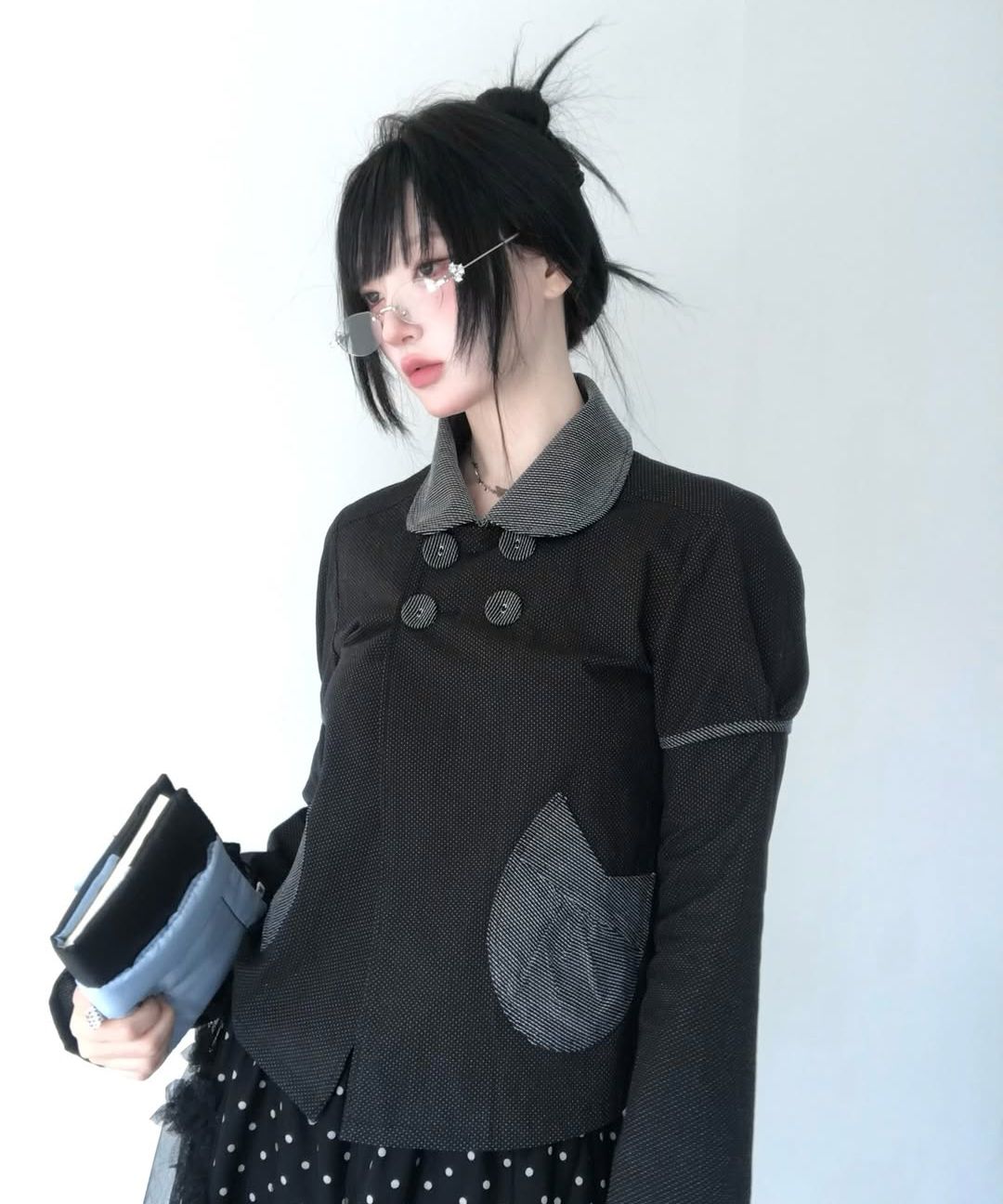 MUSINSA | HUG YOUR SKIN Detachable Round Jacket (Charcoal)