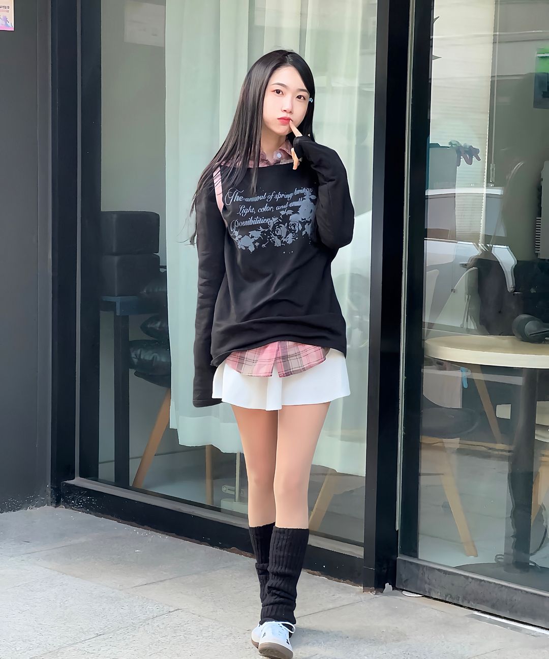 MUSINSA | ILLIGO Vintage Rose Long Sleeve Gray