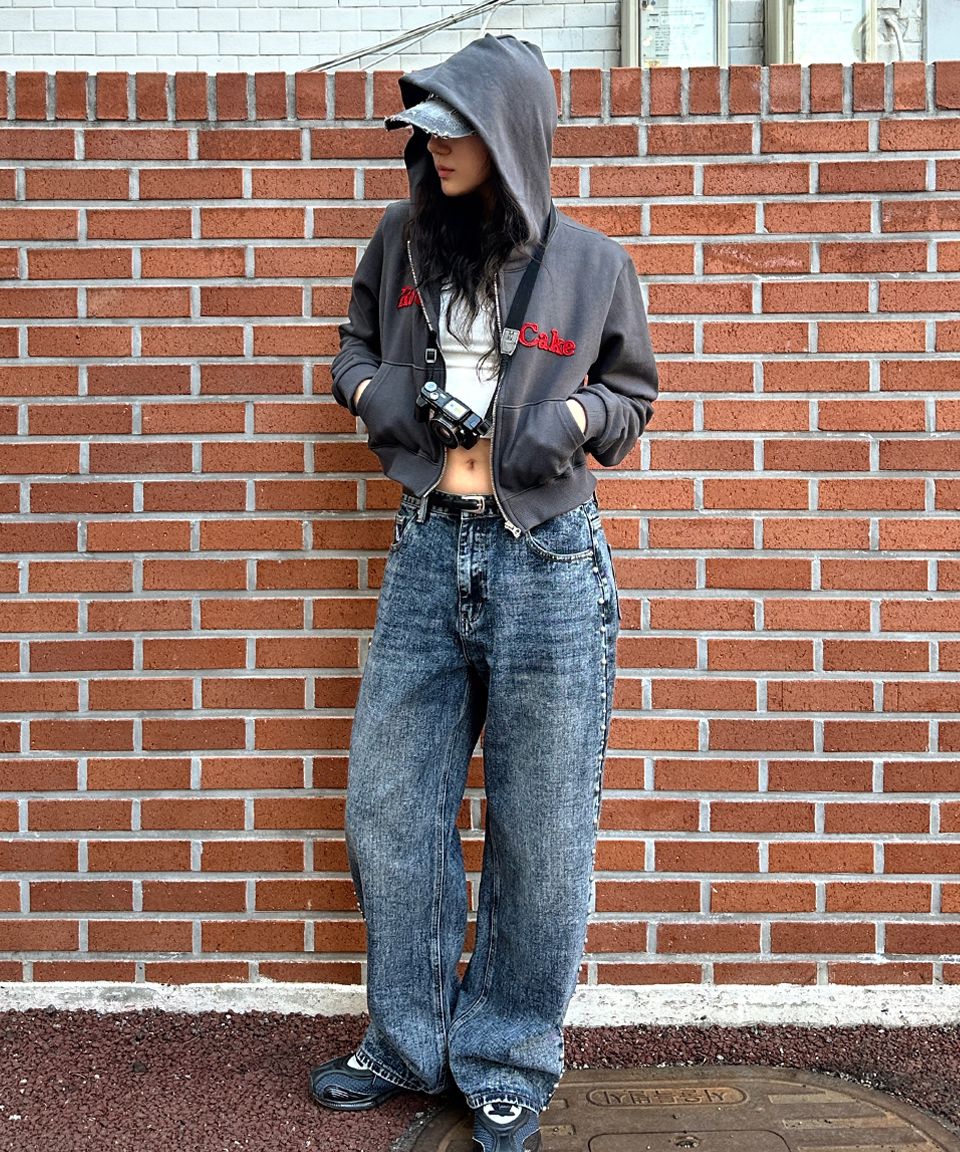 ◆ROCKCAKE◆ Studded Line Point Jeans Ash gray 25 S/S Collection Studded Line Point Jeans (Ash gray, Blue