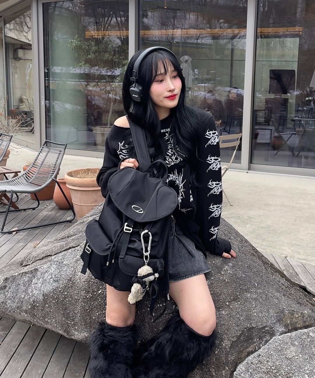 ★Odd Studio★ Signature Two Pocket Backpack BLACK Odd Studio》 signature two pocket backpack