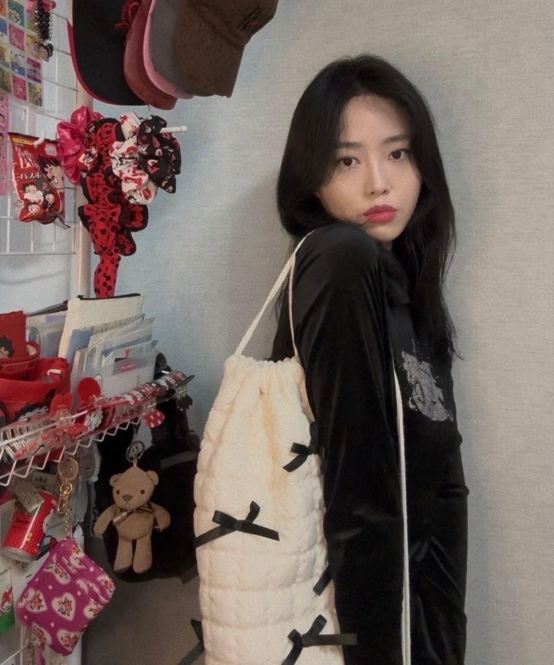 ショルダーバッグ・ポシェット [ULKIN CANVAS]Bettyboop Leather String Shirring Shoulder Bag Designer fashion, Seoul-fully created | W Concept