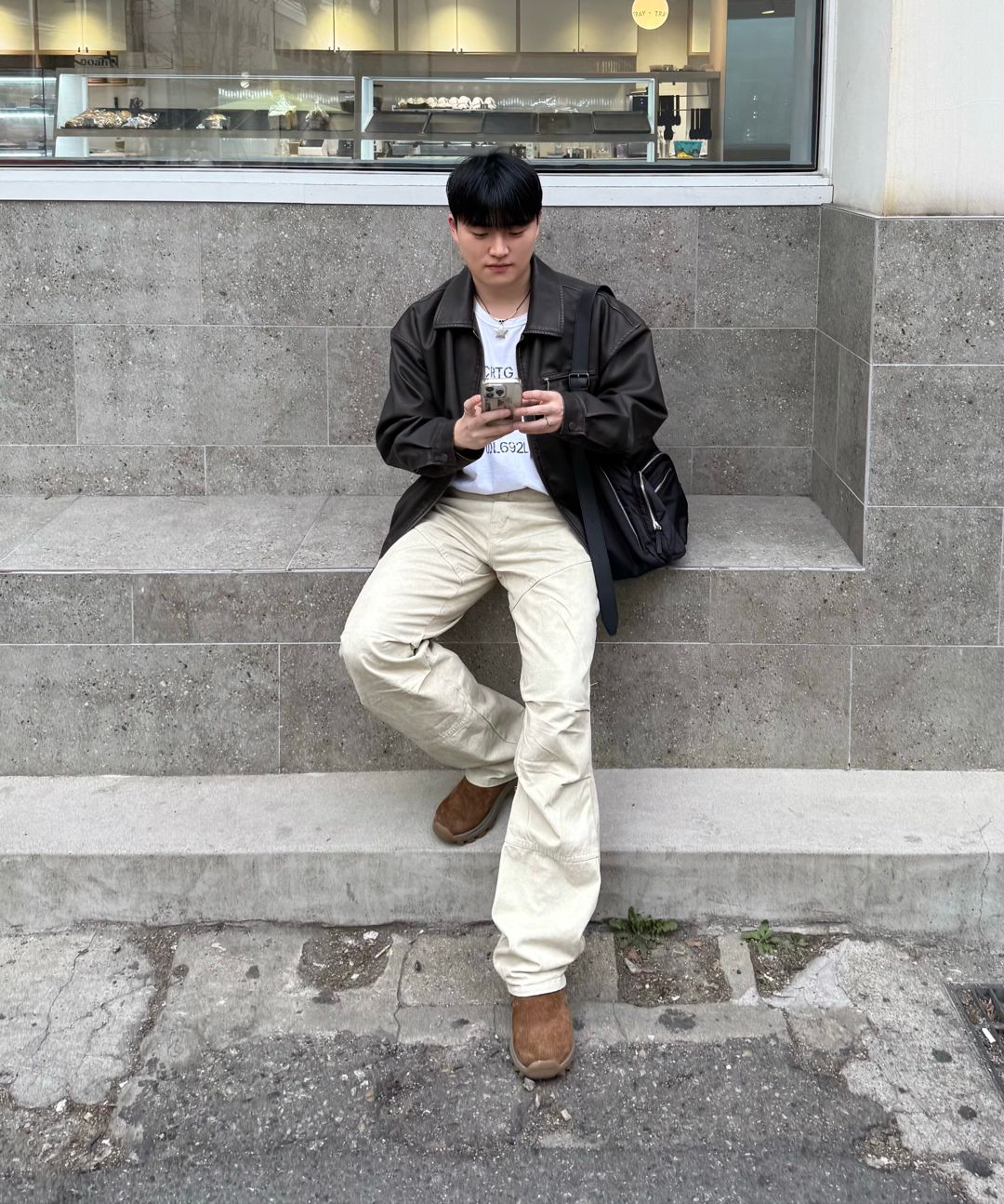 ★LEATHERY★ Washed Leather Overfit Blouson Jacket (2色) MUSINSA | LEATHERY Washed Leather Overfit Blue Jacket