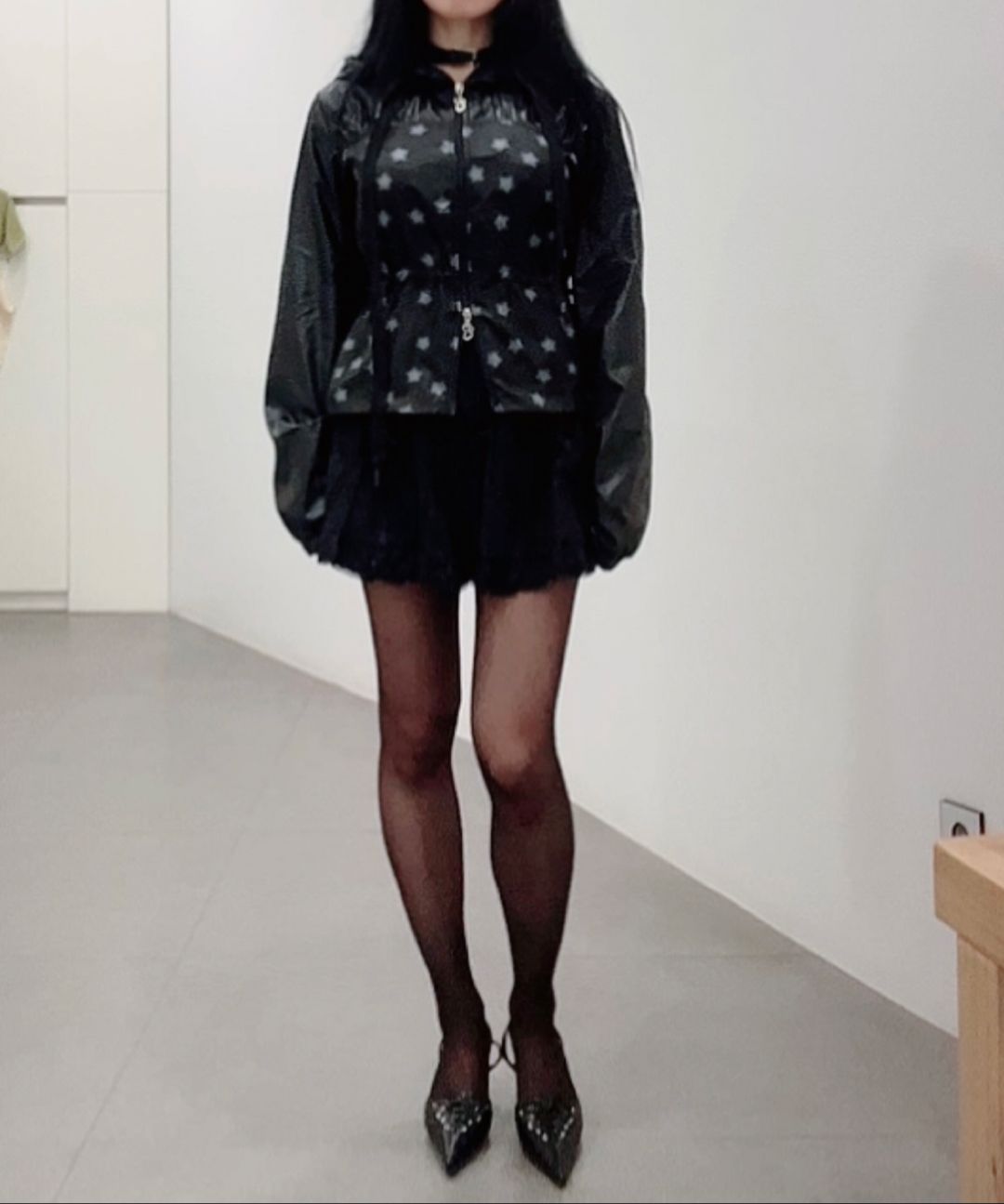 MUSINSA | HUG YOUR SKIN Star Dust Windbreaker (Black)