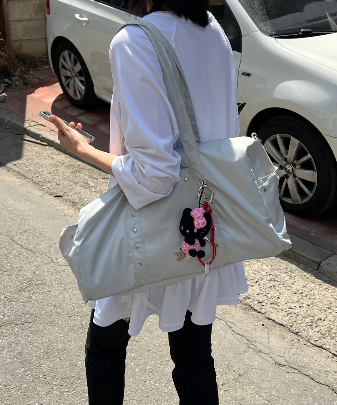 ★YEOMIM★ stud duffle bag cool grey MUSINSA公式 | YEOMIM stud duffle bag (cool grey)