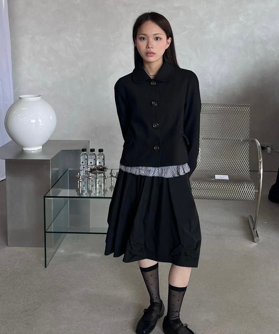 [OHESHIO] ROUND COLLAR SEMI-CROP JACKET ★人気★ MUSINSA公式 | OHESHIO ROUND COLLAR SEMI-CROP JACKET, CHECK