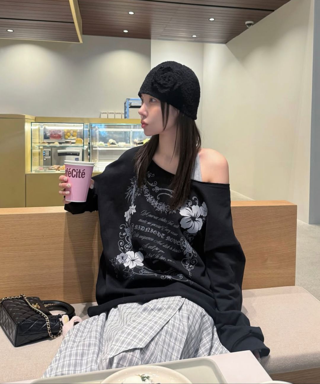 ★韓国人気★MIDNIGHT MOVE★rose beanie 미드나잇 무브(MIDNIGHT MOVE) rose beanie (ivory) - 사이즈