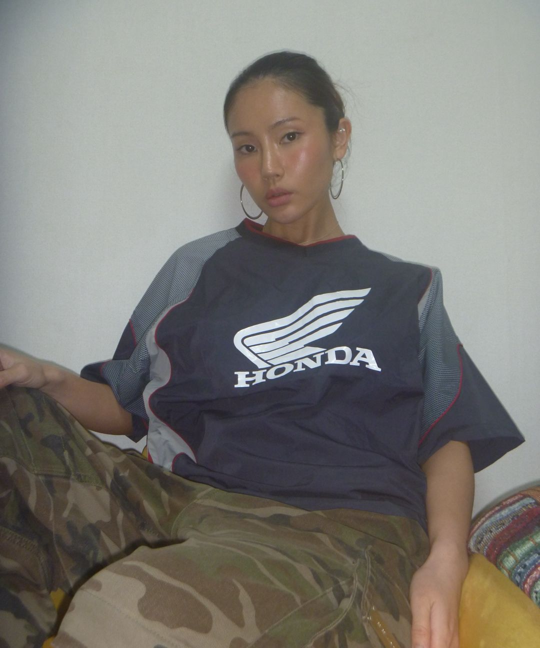MUSINSA | Honda Motorcycle Speed Track nylon T-shirt Navy