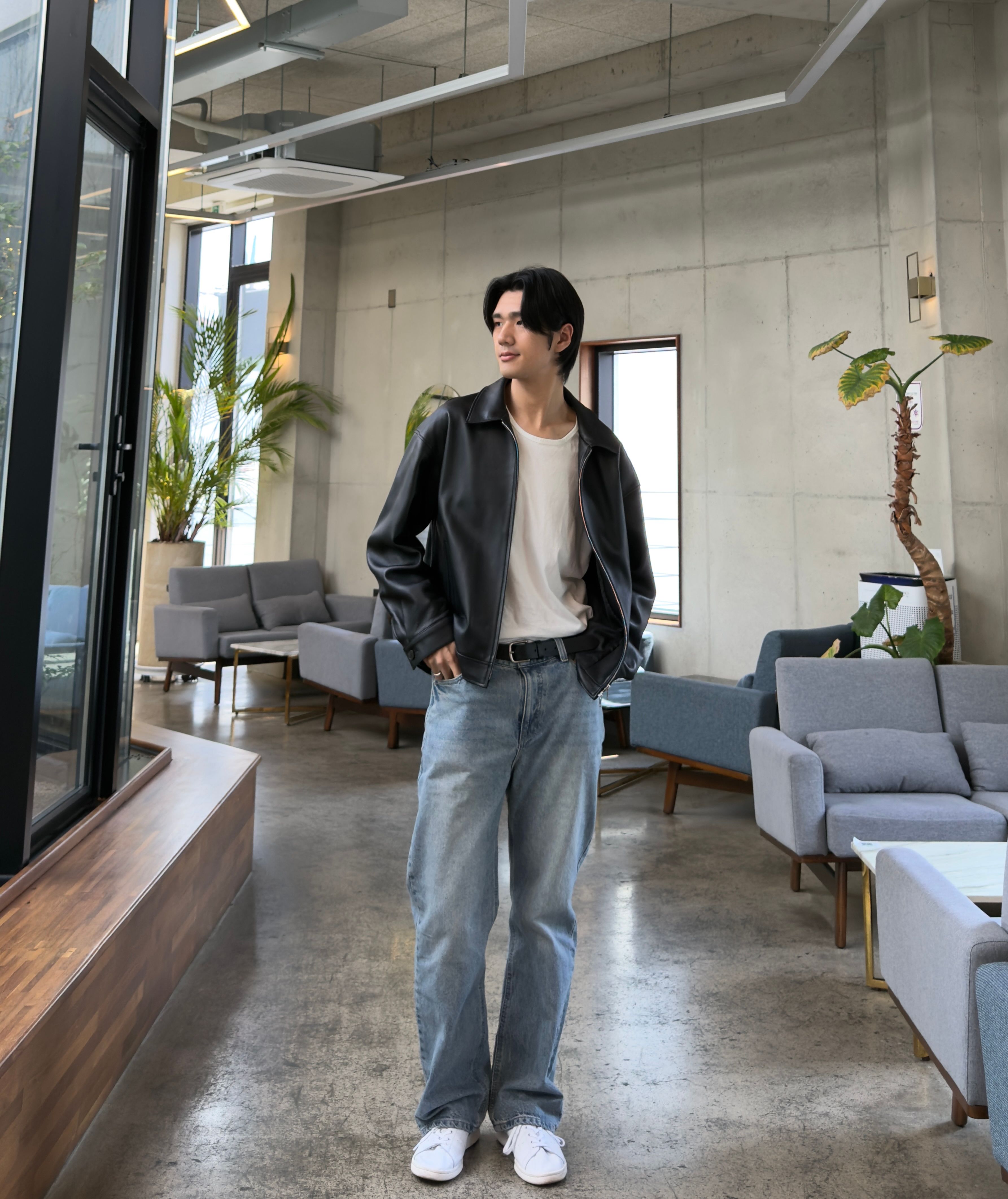 MUSINSA | DOFFJASON OVERSIZED LAMBSKIN SINGLE BREASTED JACKET