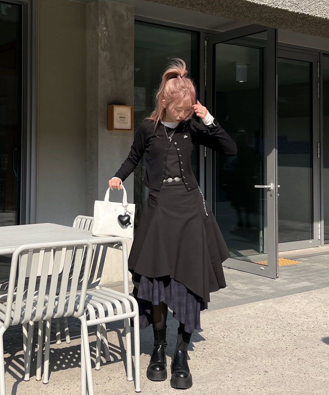 【Miseki SEOUL】25ss Unbalanced layered one piece MUSINSA | MISEKI SEOUL Unbalanced layered one piece CHARCOAL