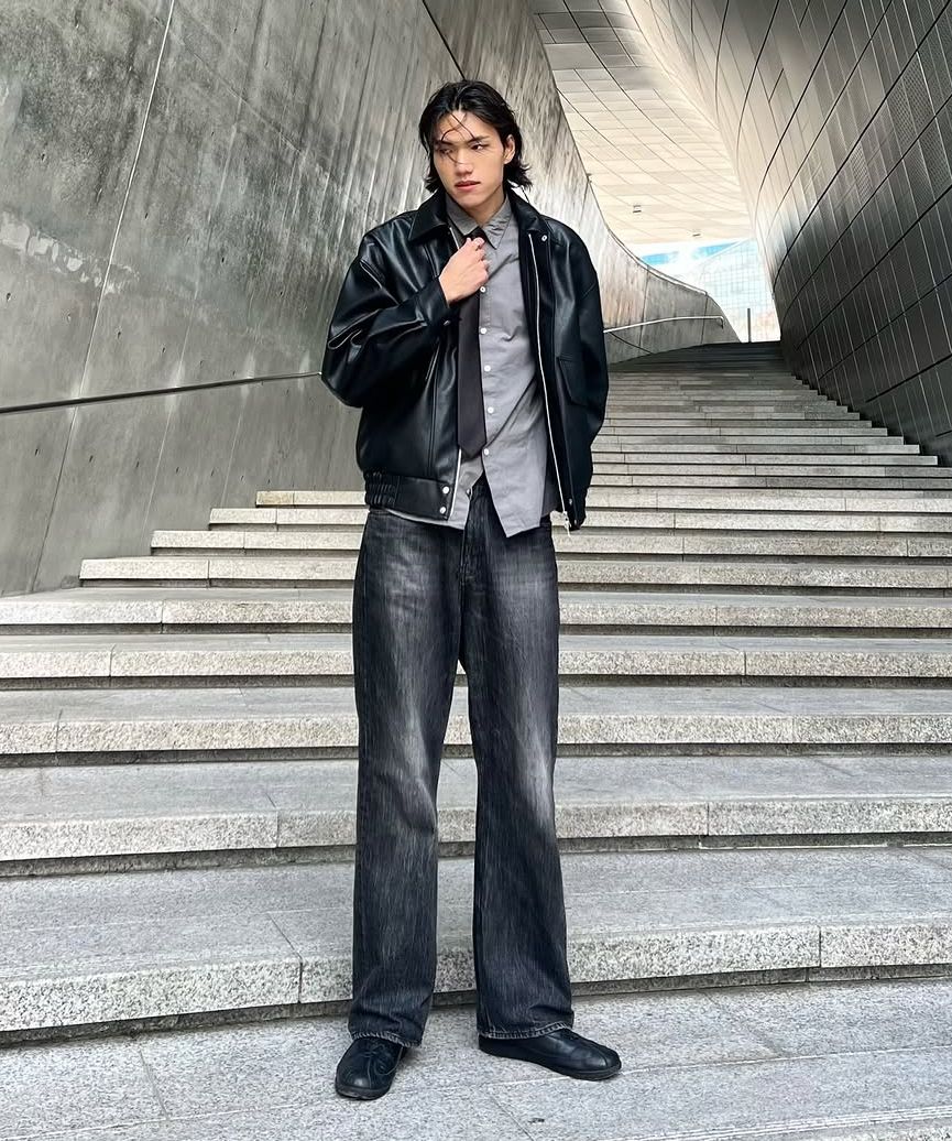 MUSINSA公式 | DOFFJASON ヘロンレザー春用ボンバージャケットフェード