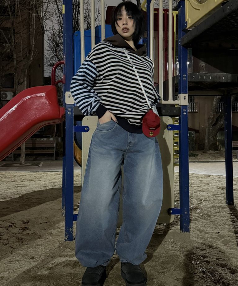 SCALLYWAG/SWING BALLOON FIT DENIM/ユニセックス/ワイドパンツ MUSINSA | SCALLYWAG Swing Balloon Fit Denim [Black]