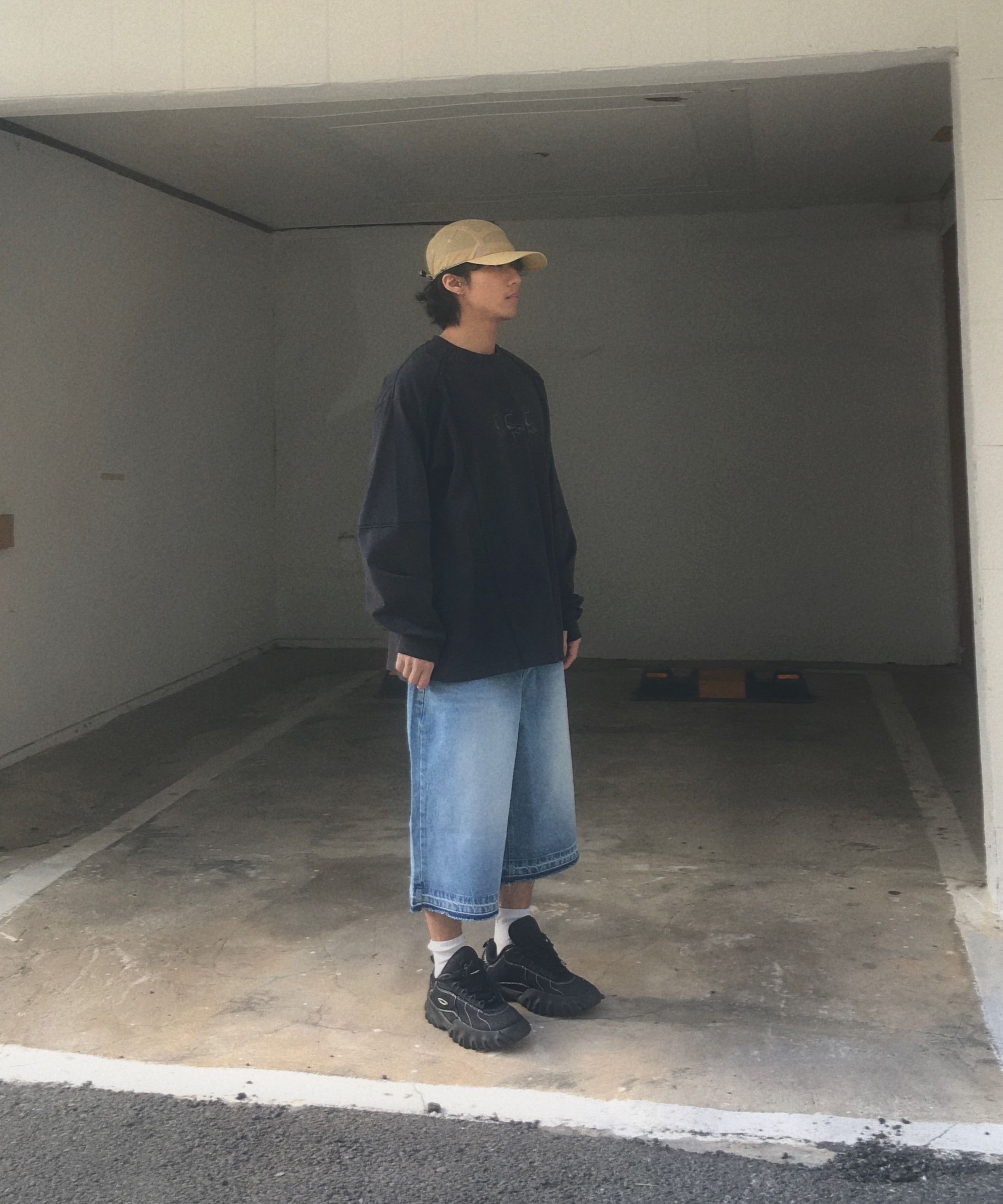 送料/関税込 ●NOMANUAL● 25SS SLASH LONG SLEEVE TEE SLASH LONG SLEEVE TEE - WASHED BLACK - nomanual
