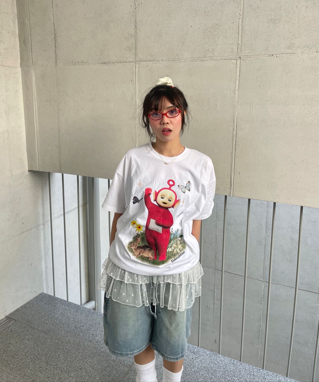 Tシャツ・カットソー LAUGHER Teletubbies Garden Nana T-Shirt White TE25 MUSINSA | LAUGHER [Teletubbies] Hug T-shirt - White