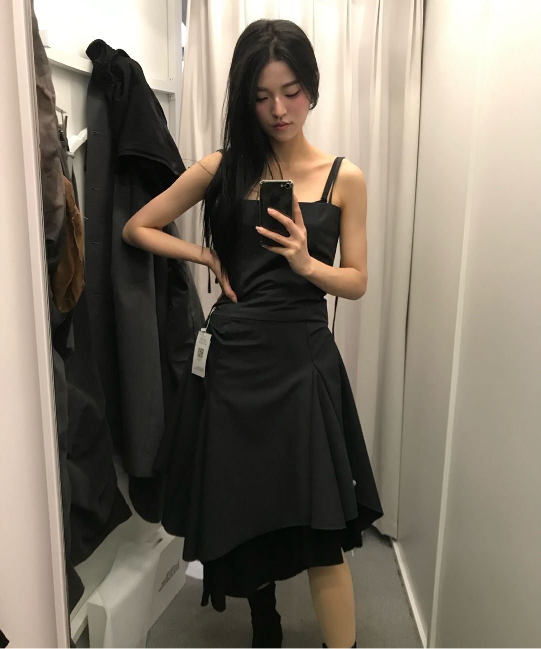 MUSINSA | MISEKI SEOUL Unbalanced layered one piece CHARCOAL