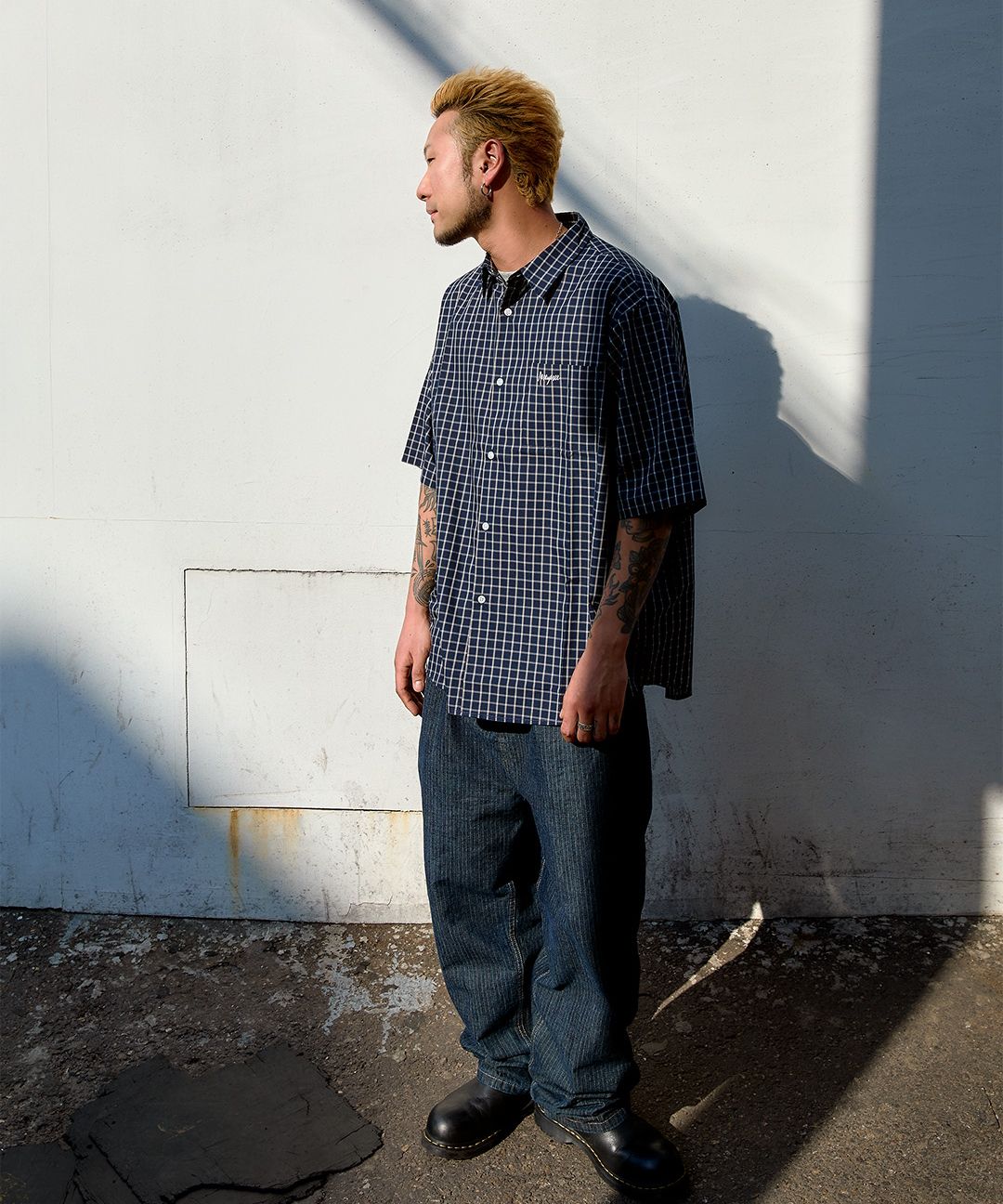 ★2025SS新作★YESEYESEE★Two Tucked Ripstop Denim Pants yeseyesee® :: Two Tucked Ripstop Denim Pants Dark Indigo