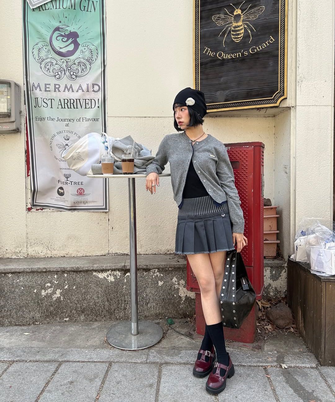 ★lalafox★KNIT WIDE BAND MINI SKIRT★Blue_Charcoal★韓国★ MUSINSA | LALAFOX KNIT WIDE BAND MINI SKIRT CHARCOAL Knit