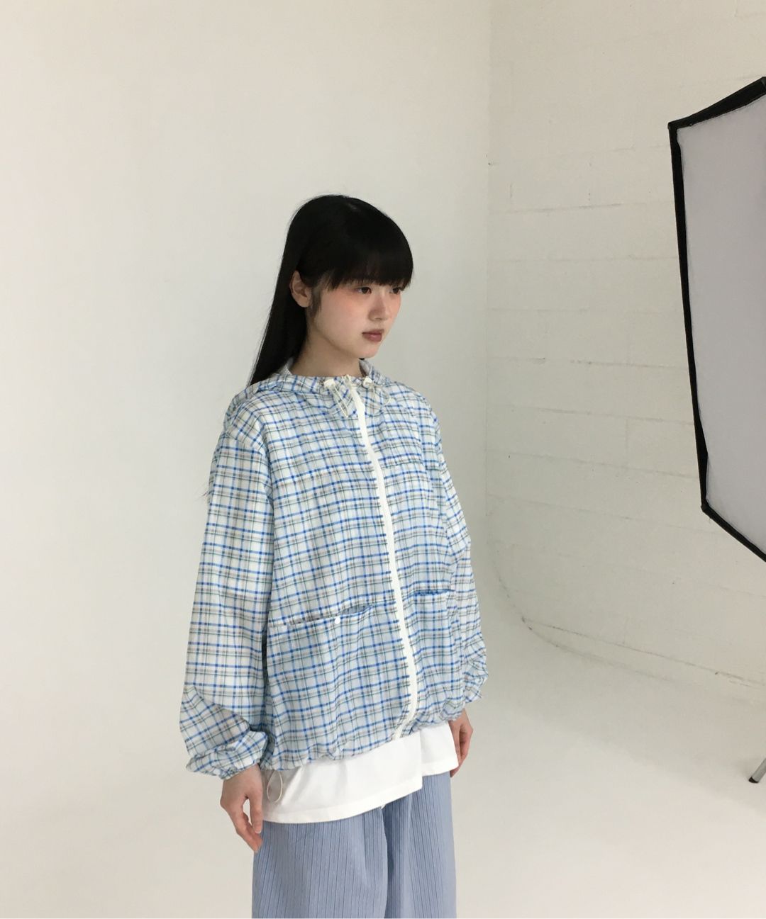 MUSINSA公式 | AEAE CHECK HOOD JUMPER [WHITE]