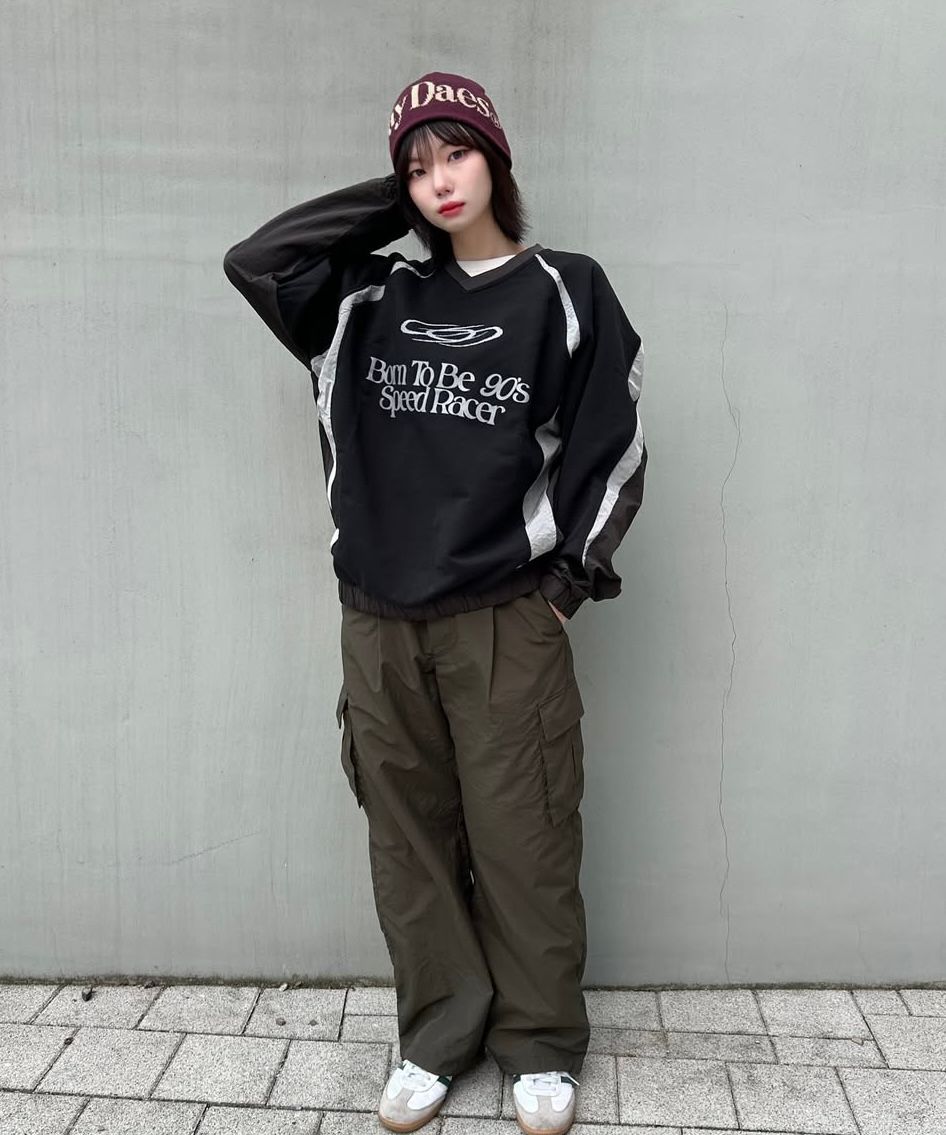 MUSINSA | 1993STUDIO Speed Racer Reglan Sweatshirt_Black