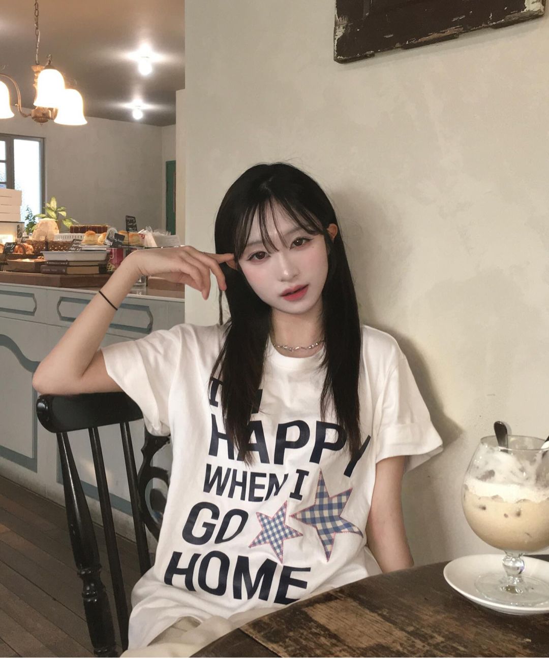MUSINSA | WAI KEI I am HAPPY short sleeve t-shirt black