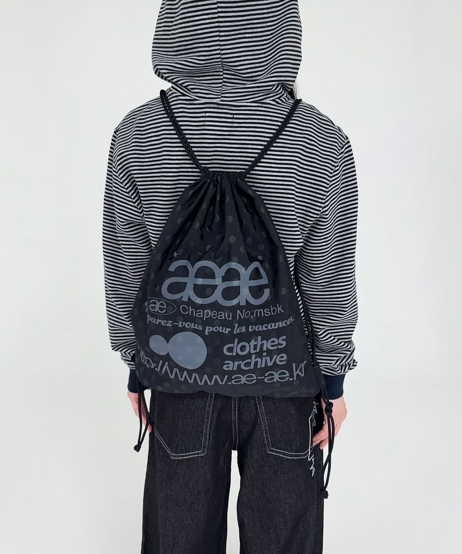 MUSINSA | AEAE WEB LOGO DOT GYM SACK [BLACK]