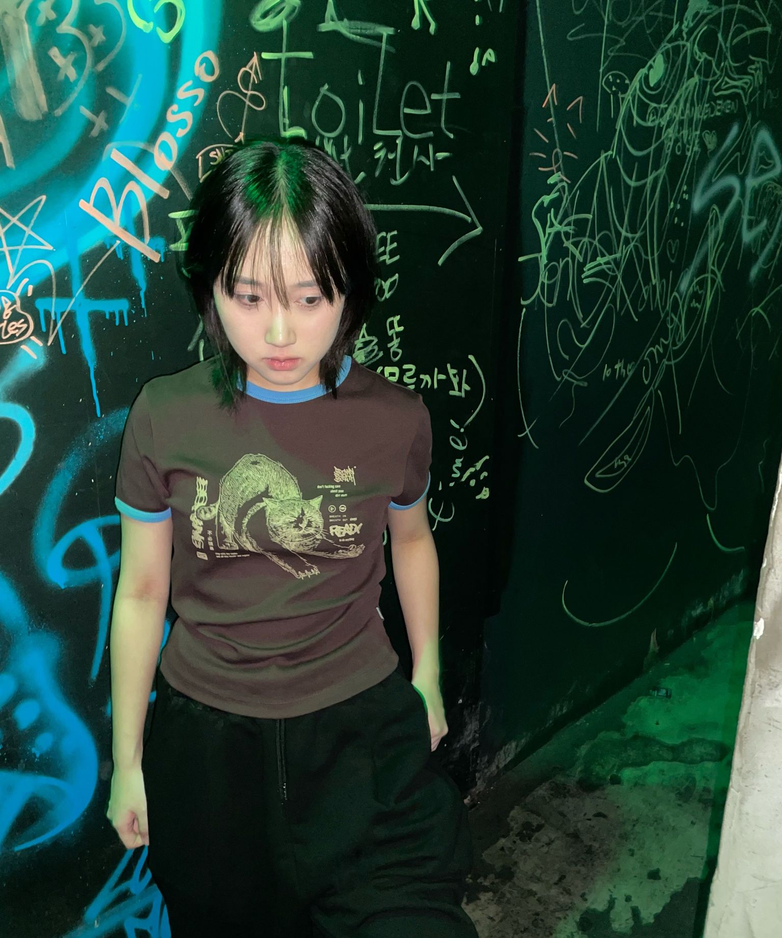 Tシャツ・カットソー BROWNBREATH W KITTY CROP RINGER TEE BEIGE MUSINSA | BROWNBREATH W KITTY CROP RINGER TEE - BROWN