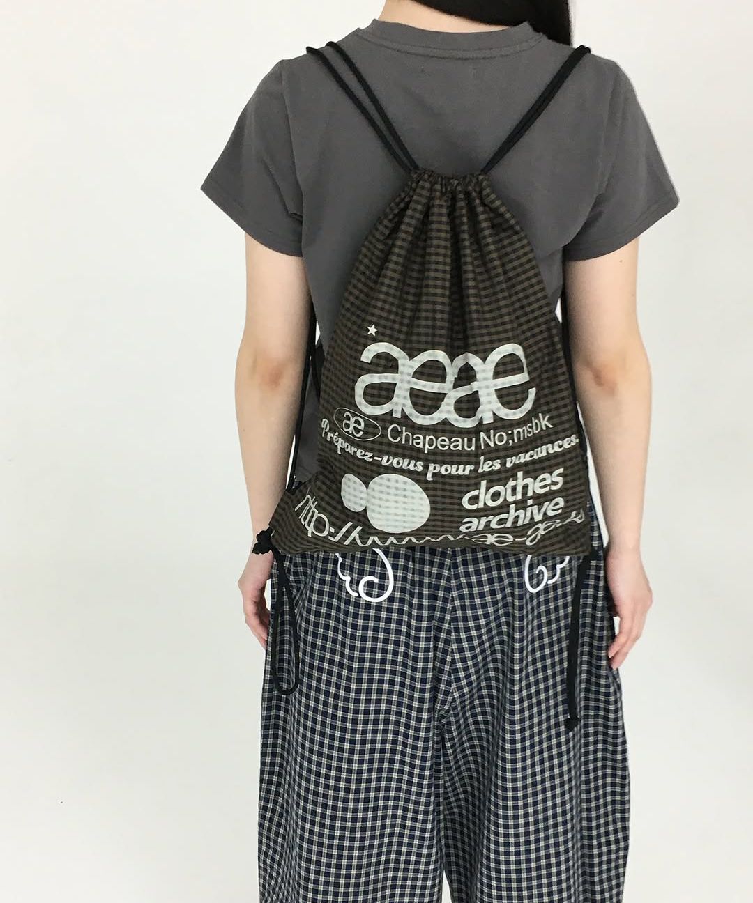 MUSINSA | AEAE WEB LOGO DOT GYM SACK [BLACK]