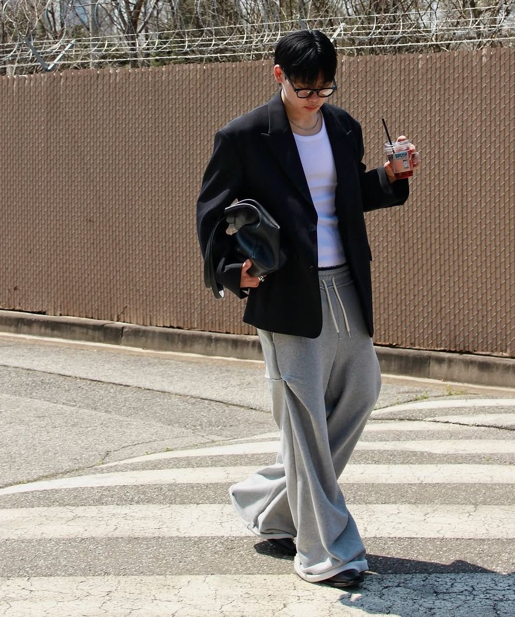 MUSINSA公式 | FANSHOW SIX COLON NINETEEN GEOMETRY PANTS - MELANGE