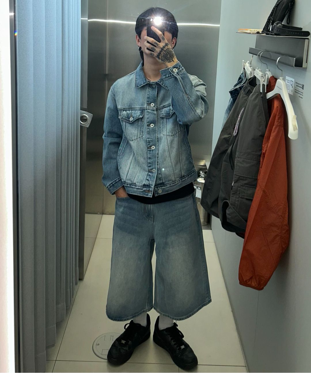 MUSINSA | MUSINSA STANDARD Big Brush Long Bermuda Denim
