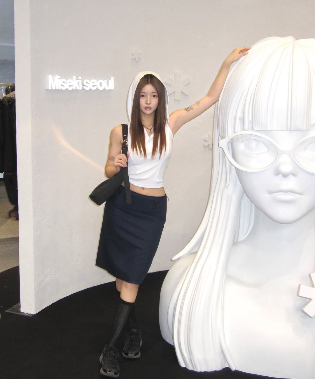 MISEKI SEOUL☆Button midi skirt Button midi skirt NAVY - Miseki seoul | 60% - Asian Fashion