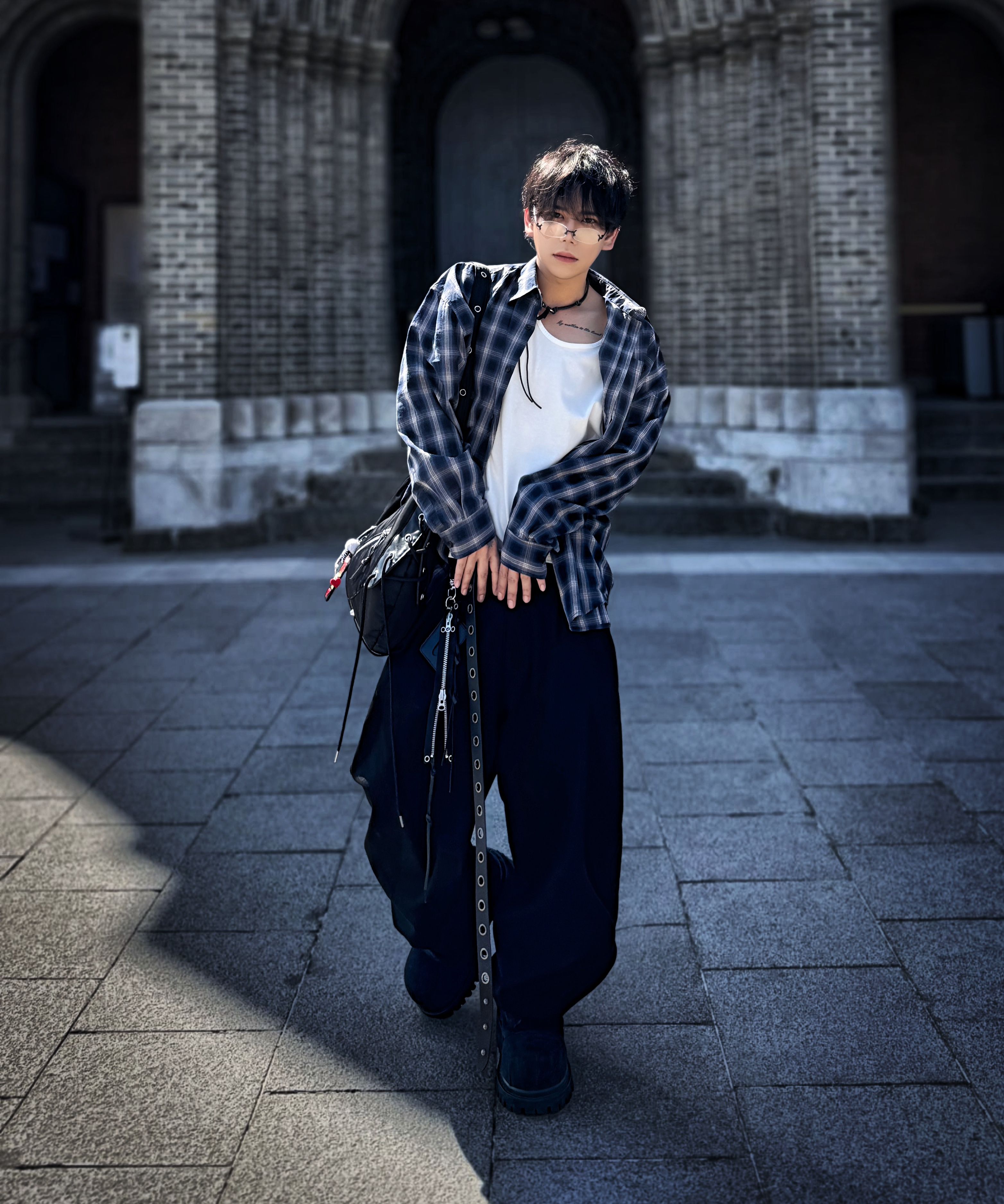 MUSINSA | TAKEASY Giant Fit Ombre Check Shirt (Vintage Blue)