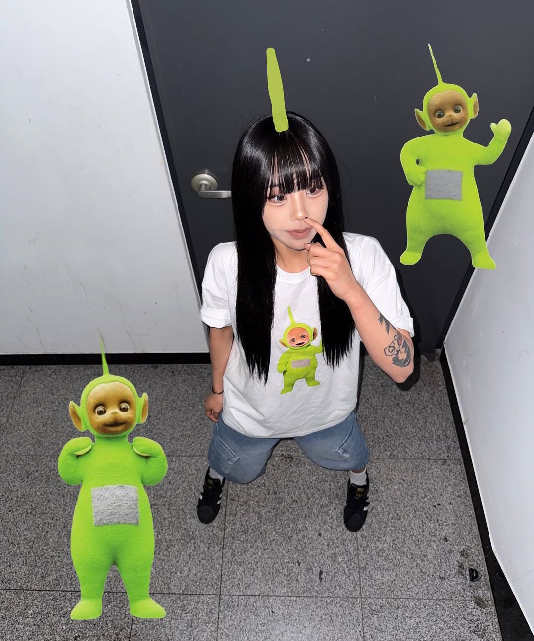 Tシャツ・カットソー LAUGHER Teletubbies Motion Po T-Shirt Black TE34 MUSINSA | LAUGHER [Teletubbies] Motion Po T-shirt - Black