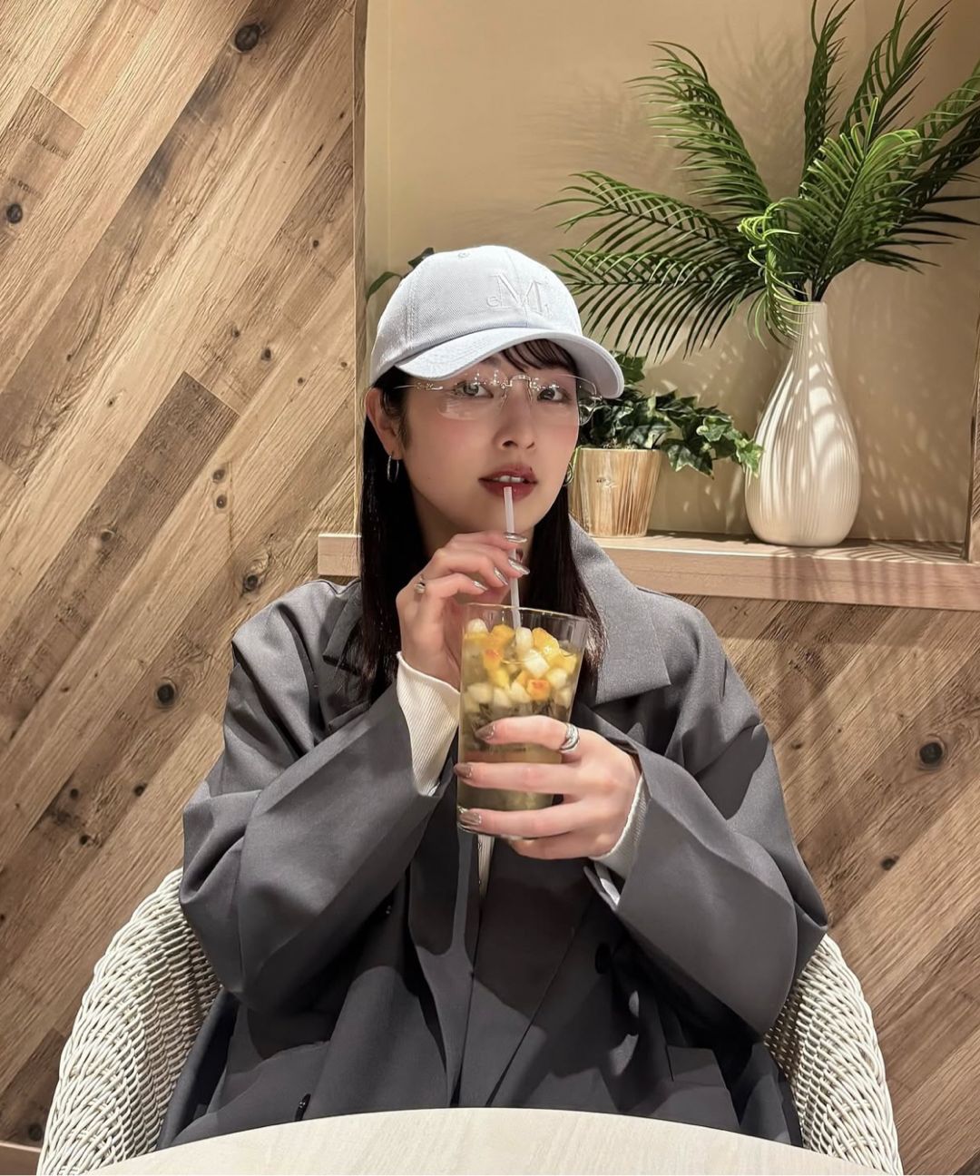 MUSINSA | MUCENT Signature ball cap (strawberry milk)